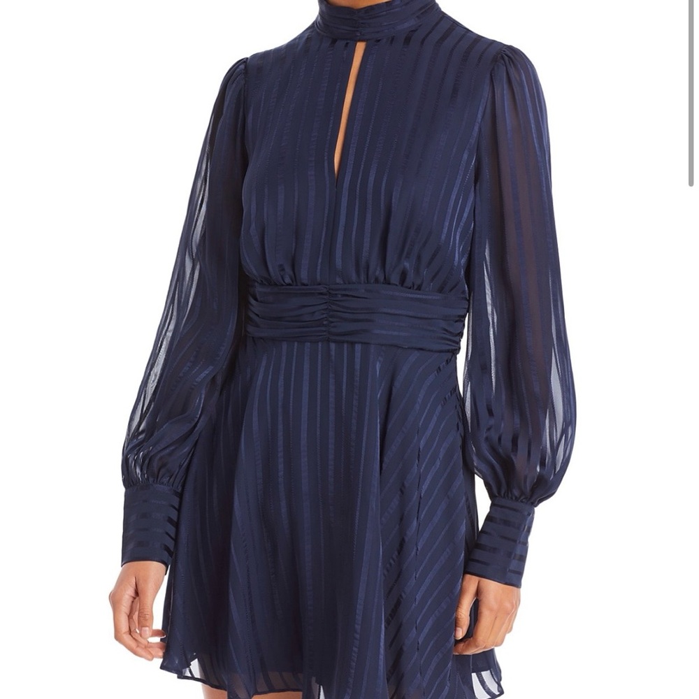 Aqua Navy Sheer Striped Dress